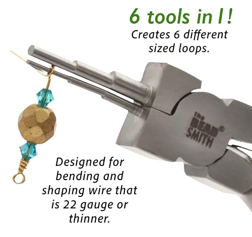 The Beadsmith Micro Wire Looping Pliers – Create 6 Sizes (Ranging 1-4mm) of Loops & Jump Rings, 6" long (150mm), Polished Steel Head & Cushioned Comfort Handle - size: 1-4mm Micro Wire Looping Pliers