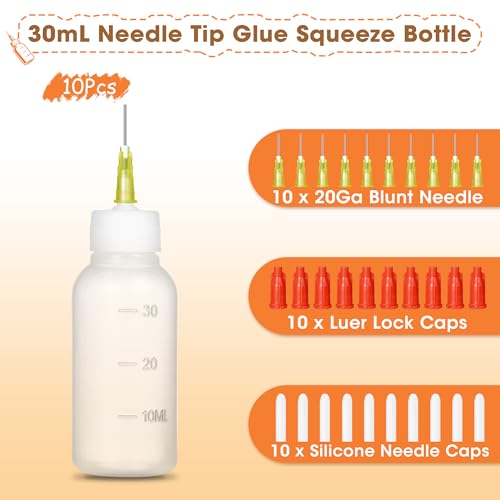 Precision Needle Tip 30cc Glue Squeeze Bottle for Dispensing - size: 10Pcs 30ml Glue Bottle