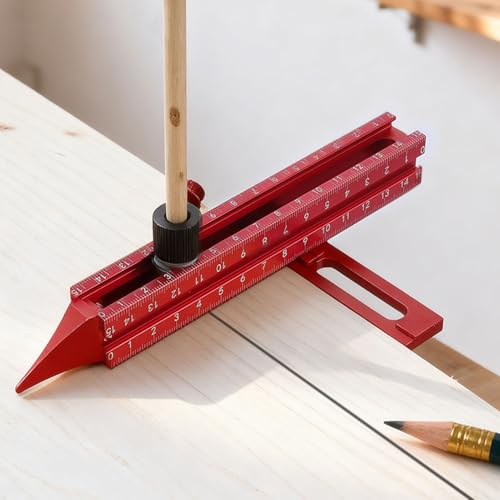 Fabater Woodworking Scriber Marking Line Ruler, 15CM Adjustable Aluminum Alloy Sliding T Square Ruler, Precision Line Drawing Aid Rule Tool, Multifunctional Marking Tools (Style 2)