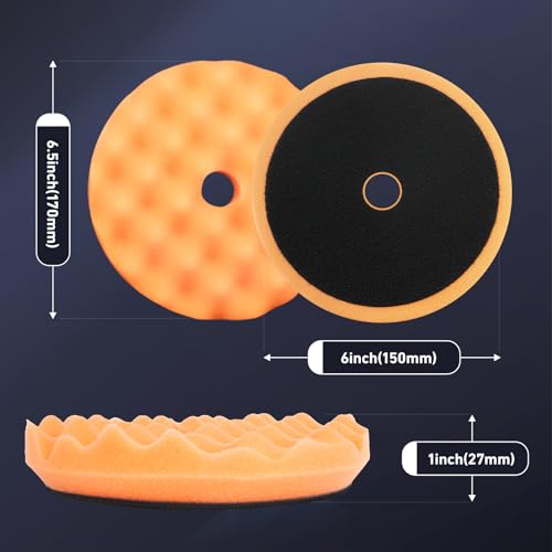 Autolock 6" Buffing Polishing Pads, 7Pcs 6Inch Waffle Foam Buffing Pad - size: 6.5 inch 7 pack