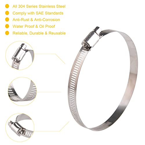 Winlong Stainless Steel 4'' Hose Clamps, 8 Pack, Range 3" to 5" (76-127mm) - size: SAE#72 (3" ~ 5") 8PK