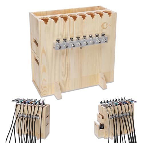 OPHIR Wooden Airbrush Holder with 2 Drawers for 8 Siphon Feed Airbrushes - size: for siphon airbrush+2 drawers