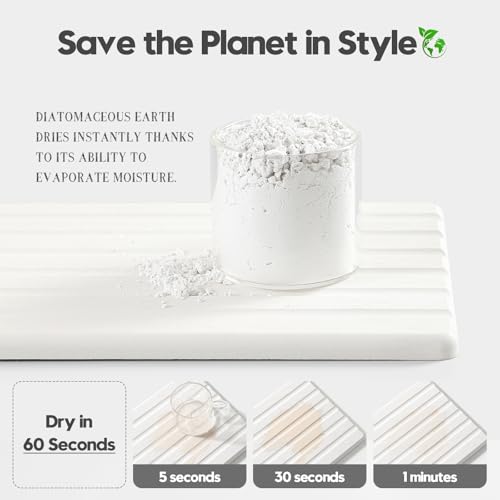 Razborci 2PCS Water Absorbing Stone Drying Tray Mat for Bathroom Sink & Kitchen Counter Organizer, Quick Dry Dish Soap Dispenser Sponge Holder, Vanity Sink Caddy, Drink Bar Coaster, White - 10"*6" - color: 2 Pack - White, size: 10" x 6"