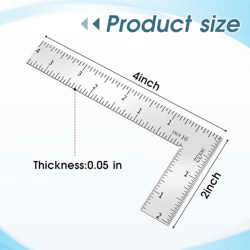 L Shaped Ruler Mini Measuring Tool 2 inch by 4 inch Square Ruler 90 Degree Square L Rulers Framing Rulers Measuring Tools for Engineers Carpenter - size: 2*4in