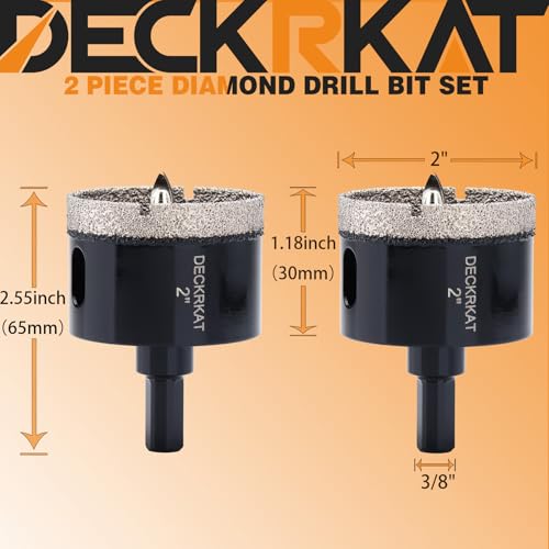 2 Inch Diamond Hole-Saw Bits with Pilot Drill Bit - 2pc 2" Diamond Tipped Tile Hole Saws with Guiding Bit Accurate Drilling for Porcelain Tile Ceramic Pottery Granite Stone Glass Bottles 50mm - size: 2" X 2Pcs