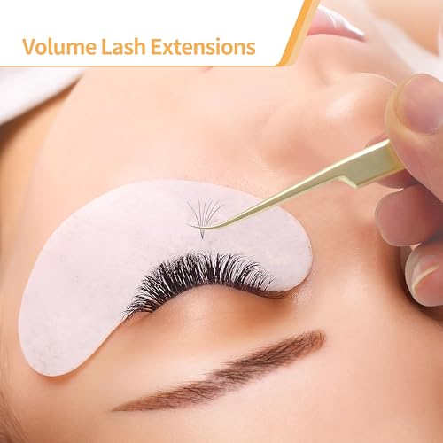 MGER Eyelash Extension Tweezers, Professional Curved Pointed Isolation Tweezers for Classic Individual Volume Mink Lash Extensions, Pointed Tweezers Stainless Lash Extensions, Gold tweezers - style: Curved- Multi Use