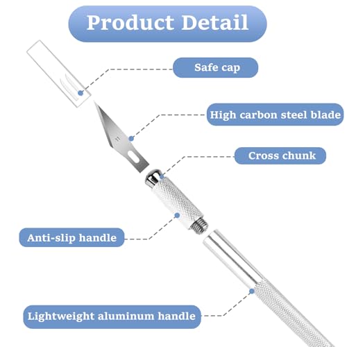 10 PCS Exacto Knife with 20 PCS Spare Sharp Blades, Profession Craft Hobby Knives for DIY, Art, Cutting, Modeling, Scrapbooking and Stencil(Sliver) - color: Silver