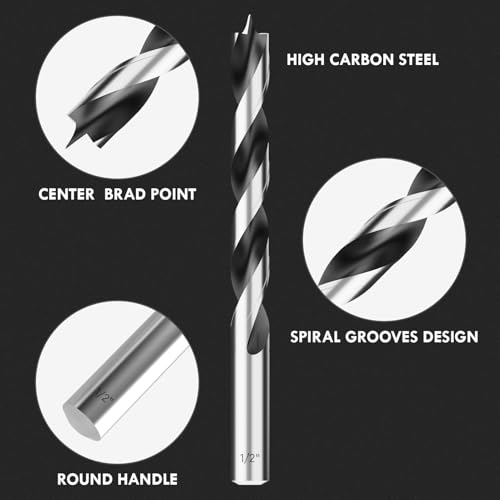 4Pcs 1/2" Brad Point Wood Drill Bit Set - size: 1/2" - 4pcs
