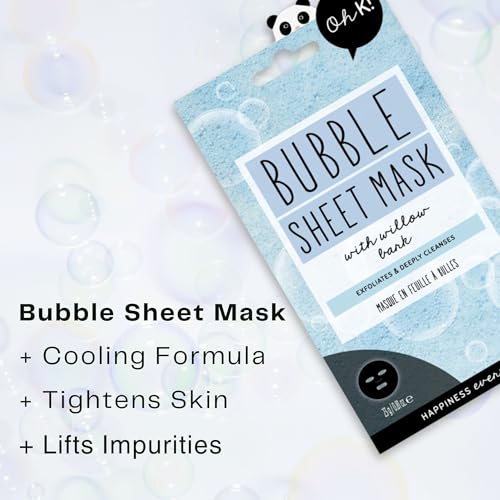 Oh K! Bubble Sheet Mask - Willow Bark - Korean Face Mask Sheet - Facial Skin Care Products - Clean Korean Skincare - Hydrating Face Sheets - 1 Pc (Pack of 3) - size: 1 Count (Pack of 3), style: Willow Bark