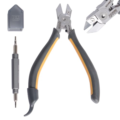 Model Nippers - Model Tools for Plastic Runner, Ultra-thin Single-edged Non-slip Grip,5.1 Inch Sharp Cutters for Model Building and Reusable (Replaceable Blades), PMKJ025
