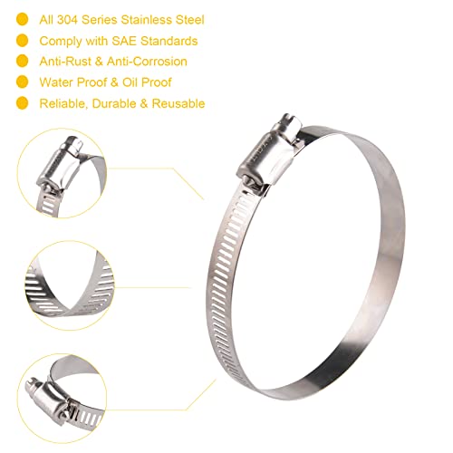 Winlong 3'' Stainless Steel Hose Clamps, 2-1/2" to 3-1/2" (64-89mm), 10PK - size: SAE#48 (2-1/2" ~ 3-1/2") 10PK