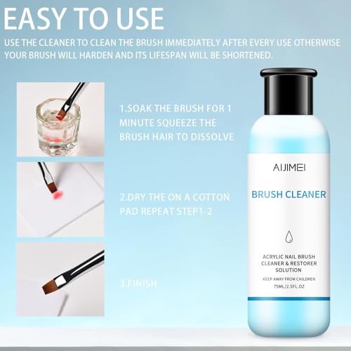 Acrylic Nail Brush Cleaner 2.5FL.OZ 75ML Acrylic Brush Cleaner Liquid Acrylic Nail Brushes Nail Art Tools for Salon Home Use Acrylic Paint Brush Cleaner-75ml - color: 75ml