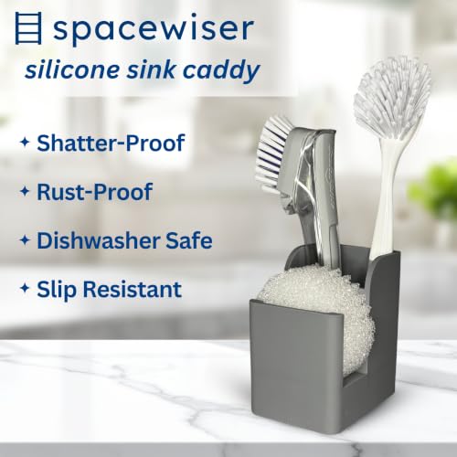 Spacewiser Silicone Sink Caddy – Sponge Dish Brush Holder for Kitchen Sink - color: Modern Gray