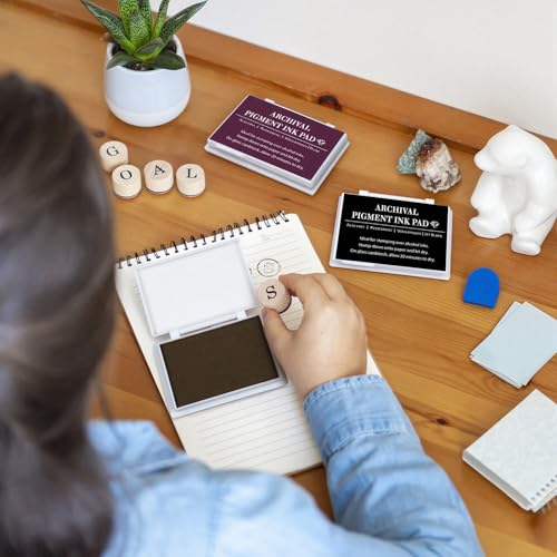MotiMind 4 Pcs Archival Pigment Waterproof Ink Pad for Stamps, Colorful - color: Colorful