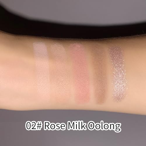Pink Brown Neutral Matte Eyeshadow Palettes, 5 Color Natural Shimmer Gold Everyday Basic Eye Shadow Palette Makeup for Older Women,Suitable for Green and Blue Eyes,Brightening Eye Mini Travel Size 02# - color: B-#02