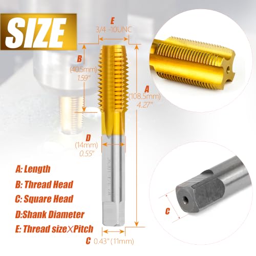3/4"-10 UNC Thread Tap for Metal,3/4"-10 UNC M2 HSS Thread Milling Tap - size: 3/4"-10UNC