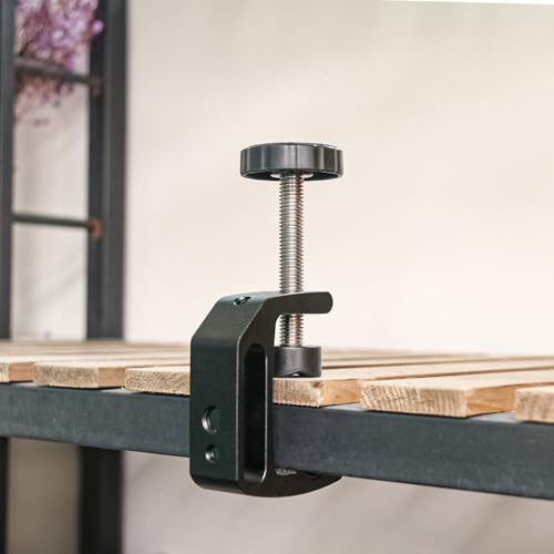 4 Pack Universal C-Clamp, Small C-Clamps with 1/4 and 3/8 Thread Hole, Adjustable Aluminum C Clamp for Desktop Mount Holder, Carts, Benches