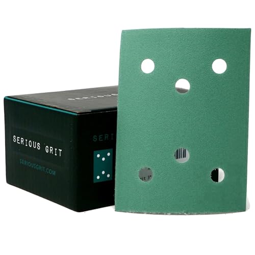 Serious Grit - 3" x 4" 6-Hole P220 Grit Sanding Sheets - 50 Pack Box - size: 220 Grit