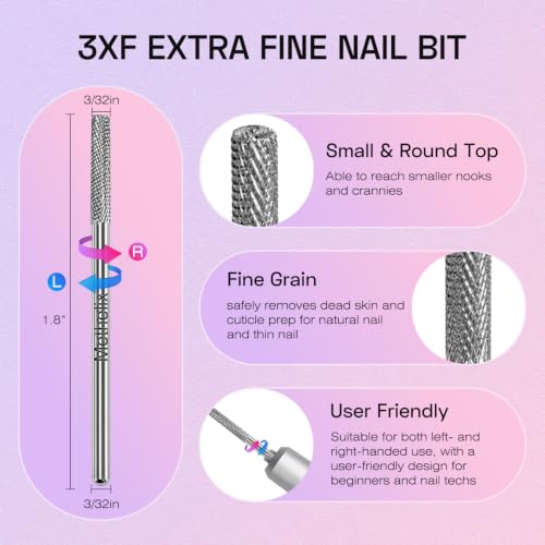 3PCS Nail Drill Bits Set for Fast Remove Acrylic Hard Gel & Cucticle Prep - color: Silver Set