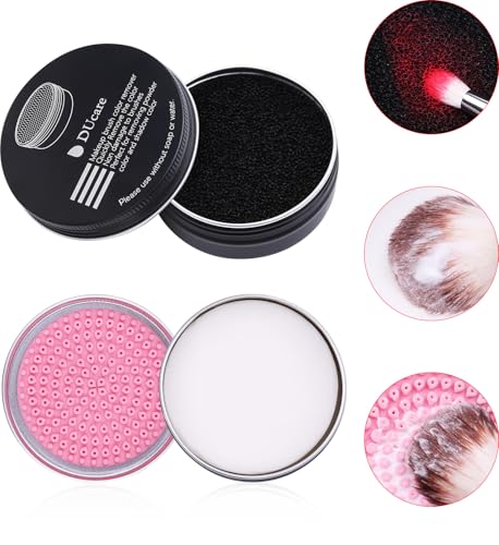 DUcare Makeup Brush Cleaner Makeup Brushes Solid Soap Cleanser with Color Removal Sponge Brush Cleaning Mat, Silicone Makeup Cleaning Cosmetic Cleaner Blenders Shampoo Removes Shadow Color - color: A-Cleaner-Color Removal