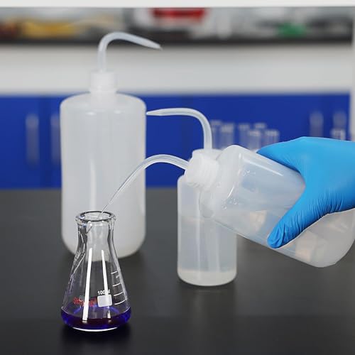 stonylab Chemical Wash Bottle, Plastic Safety Lab Squeeze, LDPE with Narrow Mouth, 250 ml (8 oz), 4 Packs - size: 250 ml