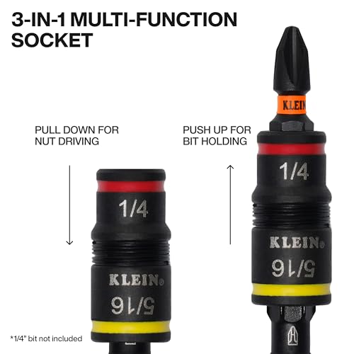 Klein Tools 32933 7-in-1 Impact Driver, SAE Impact Rated Socket Set, 5-Inch - size: 7-in-1 (9/16)