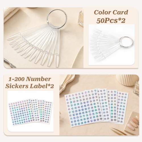100PCS Flat Stiletto Clear Nail Swatches Sticks with Metal Rings - color: 100pcs Flat Stiletto