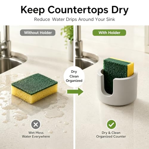 Water-Absorbing Diatomite Stone Sponge Holder, Quick Drying Diatomite Sponge Holder, Kitchen Sink Organizer and Drying Rack for Sponges, Soap and Brushes - color: Gray
