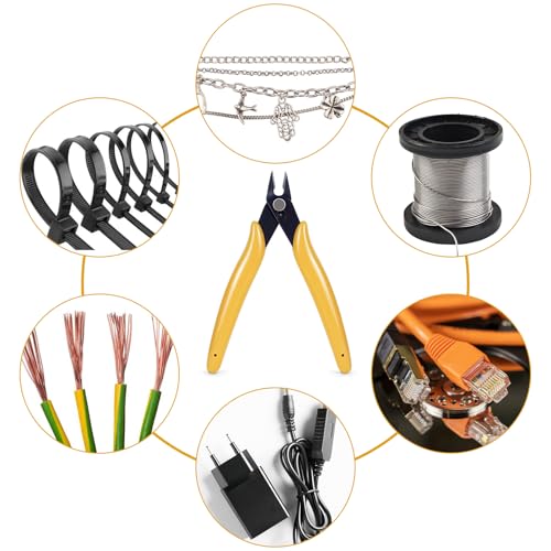Micro Wire Cutters Pliers, Precision Flush Cutter Tools for Jewelry Making Craft, 5 Inch Small Zip Tie Cutter Nippers for 3d Print, Plastic Models, Jewelry, Electronics, Yellow - color: Yellow