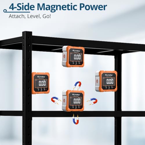 Digital Laser Inclinometer,Magnetic Digital Level with Side Lasers - color: Orange Panel+red Laser
