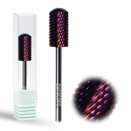 Curacoro Nail Drill Bits 3/32'' L-Shaped Smooth Top Carbide Bit (Coarse) - color: Galaxy - L-Smooth Top, size: Coarse