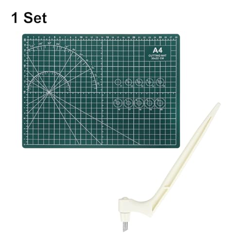 HARFINGTON Craft Cutting Tools 30 Degree Blades 360 Degree Rotating Blade Stainless Steel Cutter Pen Knife with Mat for DIY Crafts Stencils Scrapbooks, White - color: White