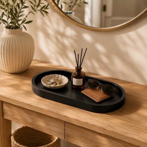 Bathroom Tray,Vanity Tray,Perfume Tray for Makeup,Perfume,Trinket - color: Black, size: 12.5"x5.8"x1.1" (1 Pack)