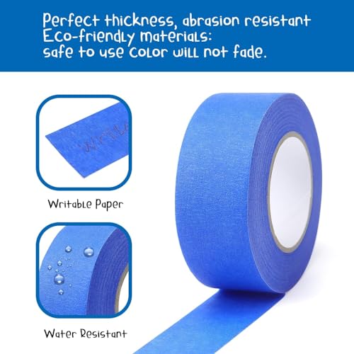 LONGKEY Painters Tape Blue Masking Tape 1 Inch X 20 Yards, 8 Rolls - color: 8 Roll x1 Inch, Blue