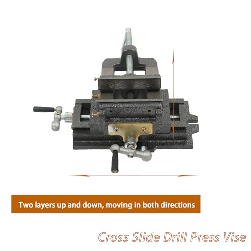 kimllier 5 Inch Cross Slide 2 Way Drill Press Vise, Cast Iron Compound Vise - color: Black, size: 5 Inch