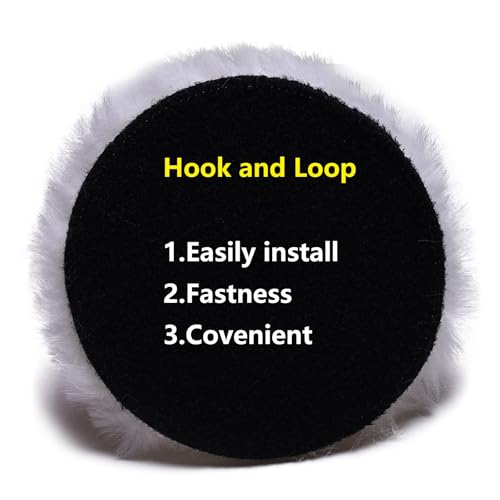 Gracefur 2 Pcs 6 Inch Lambs Wool Polishing Buffing Pads with Hook and Loop Back – 6" Soft Sheepskin Buffer Pads for Cars, Boats & RVs - size: 6"