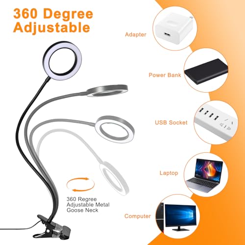 10X Magnifying Glass with Light, 2 in 1 Magnifying Desk Lamp Timer - color: Black-95mm