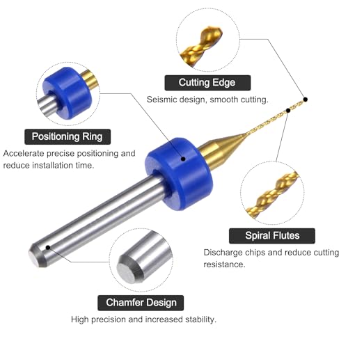 uxcell 10pcs PCB Drill Bits 1/8" Shank 0.5mm Titanium Coated Carbide Micro Twist Mini Drill Bits Set Rotary Drilling Tool for Print Circuit Board Jewelry CNC Engraving - size: 0.5mm