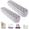 2Pcs Grey Silicone Makeup Brush Holder Stand Makeup Brush Storage Make Up Brushes Holder Organizer for Painting Pen Brushes Nail Clippers Drill Pens Ruler Sewing Craft Tools - color: Grey