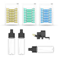 Airbrush Nozzles and Bottles Kit - 150pc Disposable Needles (0.2, 0.3, 0.5mm) with 3 Paint Bottles & 1 Spray Module | Compatible with TK-AB0077/TK-AB0078 No-Clean Airbrush - size: 3235
