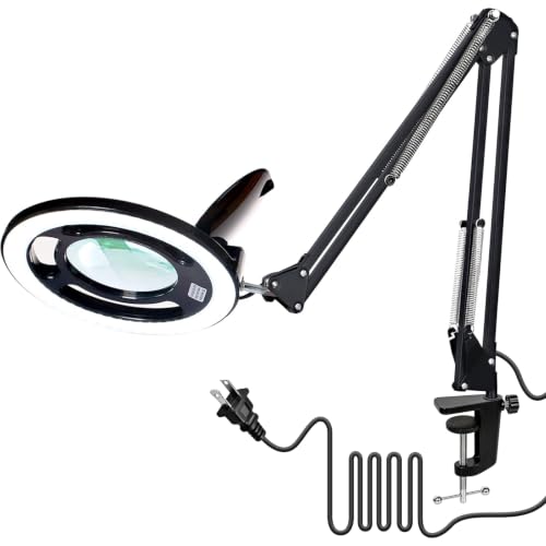 KIRKAS Magnifying Glass with Light, 2,200 Lumens Magnifying Lamp 12X - color: Black 28in