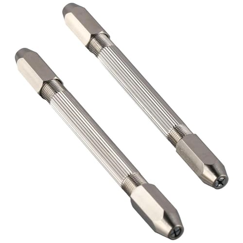 2 pcs Hex Hand Drill Pin Vise, Double Ended Micro Drill Bit, Manual Hand Drill Tool for Jewelry Making Watch Repair