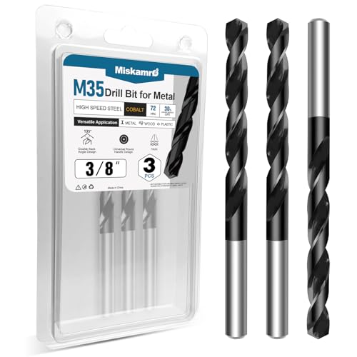 3/8 Inch Cobalt Drill Bit Set, HSS M35, Industrial Grade, TiAlN Coated - size: 3/8 Inch