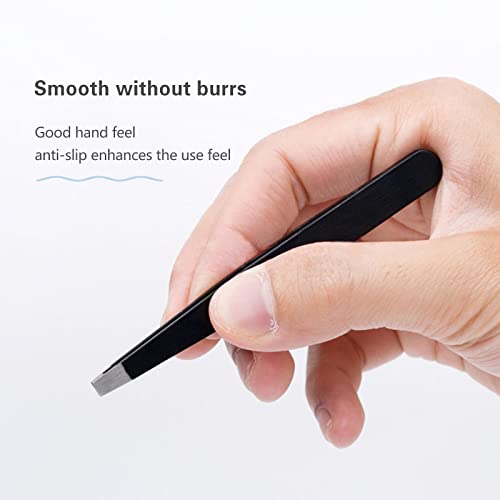 Derlaier 4Pcs Steel Tweezers Set, Eyebrow Blackhead Ingrown Hair Tool - color: Black