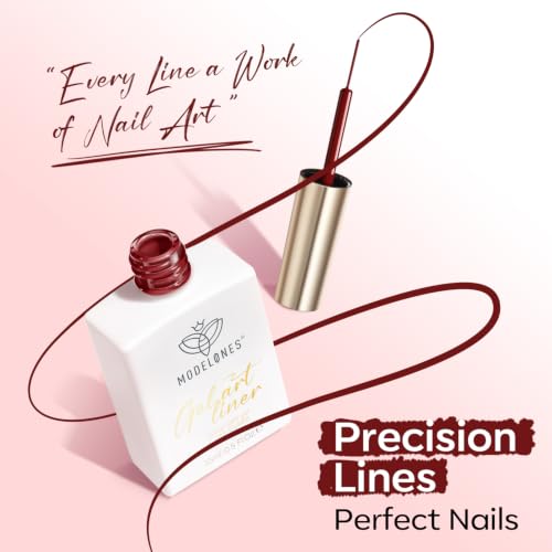 modelones Burgundy French Tip Liner Gel Polish 15ml Nail Art Detail Brush - color: A-Burgundy-1