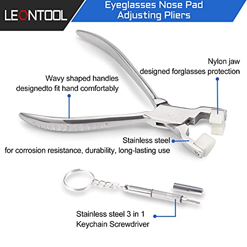 Eyeglasses Nose Pad Adjusting Pliers 6 Inches Eyeglasses Frame Pliers Eye Glasses Repair Assembling & Ajusting Tools Optical Optician Tool with Eyeglass Repair Screwdriver - size: A