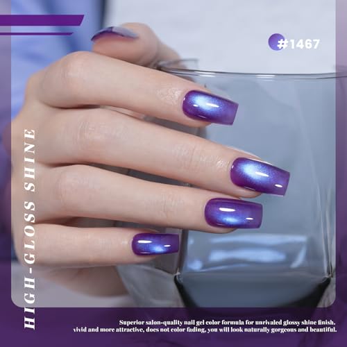 RARJSM Grape Purple Glassy Cat Eye Gel Nail Polish with Magnet Stick - color: Grape Purple