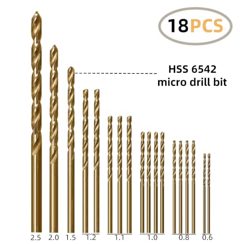 KINGFOREST Hand Drill, 18pc HSS Bits 0.6-2.5mm, for Wood Resin - size: silver-18pcs drills