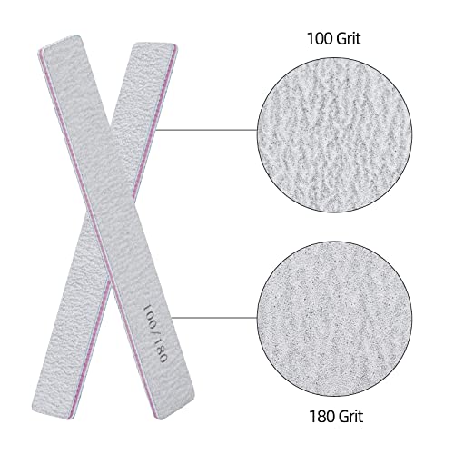 25 Pack 100/180 Grit Nail Files for Acrylic Nails, Rectangle Double Sides Emery Boards Fingernail Files Professional Nail Buffering Files - size: 25 Count(100/180 Girt)