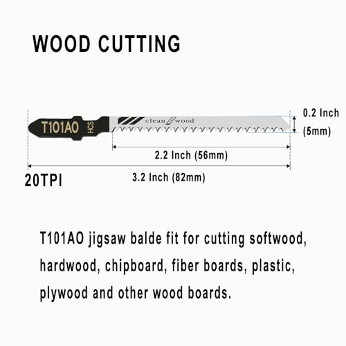 60Pack T-Shank Contractor Jigsaw Blades for Wood, T101AO 3.2 Inch 20 TPI - style: 60Pcs-T101AO